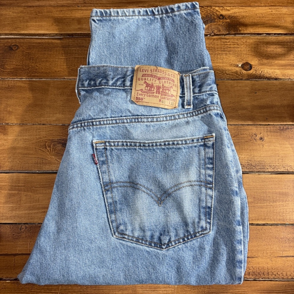 Levi's 550 Relaxed Fit Jeans‎ Mens 40x32 Blue Denim Tapered Leg Grunge Y2K FLAW